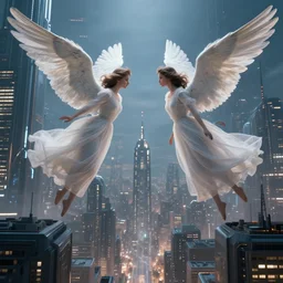 angels invading a futuristic city