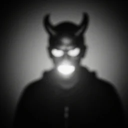 killed black devil, pale light, pinhole camera effect, lomography effect, analogue photo quality, monochrome, blur, unfocus
