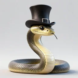 giant snake wearing a top hat, photo, detailed, 4k