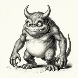 ogopogo monster, as a demon from the dictionarre infernal, pen - and - ink illustration, etching by louis le breton, 1 8 6 9, 1 2 0 0 dpi scan, ultrasharp detail, hq scan, intricate details, stylized border