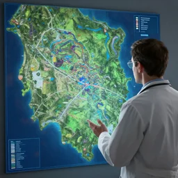 hologram of a metroid prime map, the doctor wondering where he is