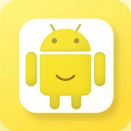 android app icon of people smiling, yellow backdrop,