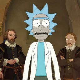 a portrait of rick and morty, volumetric lighting, by daniel gerhartz, jules bastien - lepage, detailed, greg rutkowski, rembrandt, 8 k