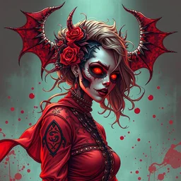 beautiful lady half necromancer, made of red gucci fabric, pixiv fanbox, dramatic lighting, maximalist pastel color palette, splatter paint, pixar and disney exploded - view drawing, graphic novel by fiona staples and dustin nguyen, peter elson, alan bean, wangechi mutu, clean cel shaded vector art, trending on artstation