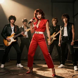 blanka from street fighter in an eighties new wave band,