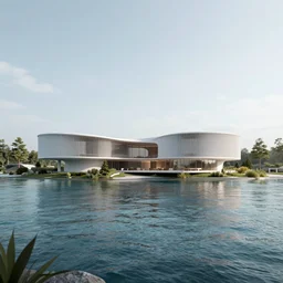 3 d model render of a house under the water, hyperrealistic, octane render, zaha hadid