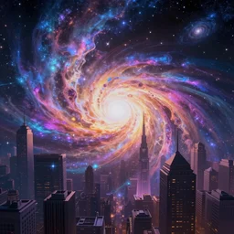 city of stars, outside of time and space, dreamy, eternity, cosmic, majestic, interstellar, iridescent sky, vibrant, digital art, airbrush, intricate, epic, depth, artstation, highly detailed, octane render, 8 k