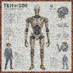 anatomy of the terminator, robot, cyborg, t100, diagrams, infographic by Wes Anderson and victo ngai