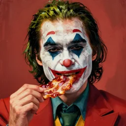 Jared leto joker as a slice of bacon, 4k, concept art, painting