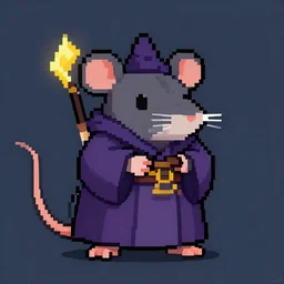 pixel art sprite of a mage rat