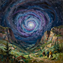 hidden valley, strange magnetic anomaly, extremely detailed oil painting, rhads, sargent and leyendecker, savrasov levitan polenov, bruce pennington, studio ghibli, tim hildebrandt, digital art, landscape painting, trending on artstation, masterpiece