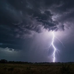 landscape, sky with storm, clouds, lightning, darkness, volumetric light, unreal engine, 4 k, realistic