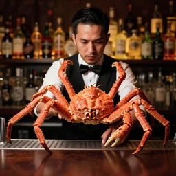 Japanese spider crab as bartender at the Bar Hemingway