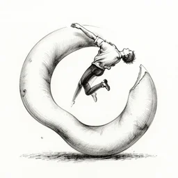 drawing of a person teleporting, inked, moebius,