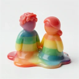 melting rainbow wax couple