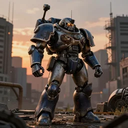 mechwarrior urban warfare battletech at sunset, photorealistic, extremely detailed, detailed lines, gritty, dark, realism, 4k, ultra hd