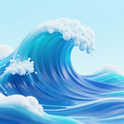 pretty cartoon stilyzed 3 d texture ocean waves, redshift, octane, clear background, blue and cyan, caustics, volumetric