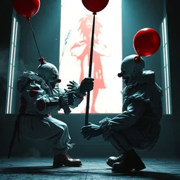 it fighting another evil clown, 8 k, horror, super realistic