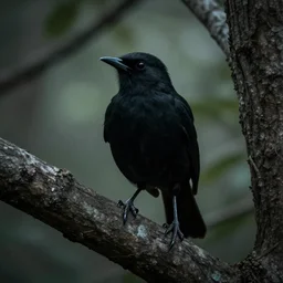creepy bird stand on the tree, scary f / 1. 8