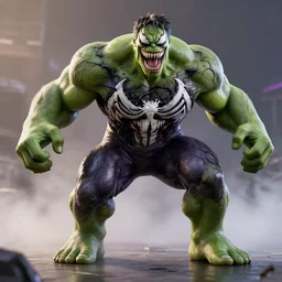 venom fused with hulk, ultra realistic 4 k unreal engine very cinematic render with ray tracing bloom ambient occlusion strong reflections depth of field fog