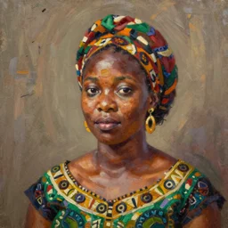 portrait of an nigerian woman ( 3 5 ) from nigeria in 2 0 2 1, an oil painting by ross tran and thomas kincade