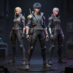 networked minds, cyberpunk, dark room, Masamune Shirow, 3D model, concep art, trending on Artstation, highly detailed, Adam J. Middleton concept art