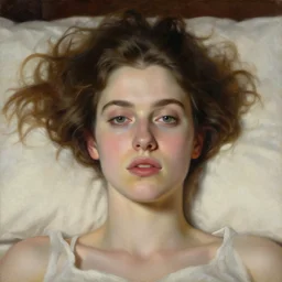chrissy metz laying in bed, intricate, elegant, highly detailed, oil canvas, symmetrical face, by gustave courbet, trending on artstation