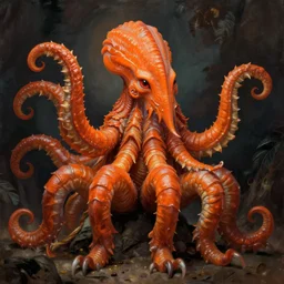 zoological portrait of orange cthulhu by john harris