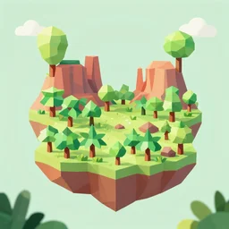 a low poly landscape platformer render of jungle socotra island with cute trees in the style of monument valley intric