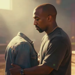 the spirit of donda west calming kanye west, cinematic, color grading, camcorder effect, side - view, warm color palette, colorful, technicolor, 3 d, sunlight, mist, ray tracing reflections, post - production, by weta digital, by weta fx, by wlop