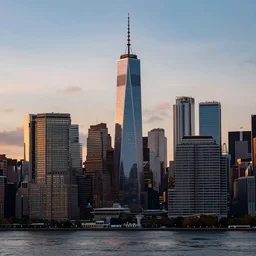 new york city skyline in the style of neo noir, elaborated, vibrant, 8 k, sundawn