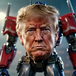 donald trump as optimus prime in gears of war, splash art, movie still, detailed face, photorealistic facial features, cinematic lighting, dramatic, octane render, long lens, shallow depth of field, bokeh, anamorphic lens flare, 8 k, hyper detailed, 3 5 mm film grain