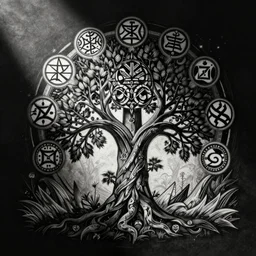 celtic symbols, tree of life, lithography ,