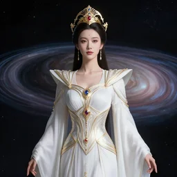 portrait of the powerful empress of the solar system in the style of nerdrum john. glowing, ornate and intricate linework, stunning, dynamic lighting, ultrafine and hyperdetailed.