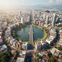 quezon city circle in the year 1 9 8 0 with flying cars, octane render, 4 k, soft light, by mesh monde, unreal engine 5, concept art,
