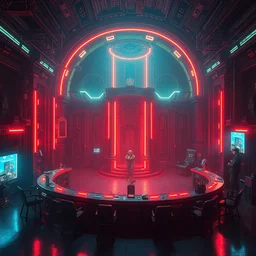 photo environement cyberpunk tribunal : 4, 4 k rtx hdr volume light concept studio matte painting environement digital illustration style cyberpunk 2 0 7 7 artstation artur tarnowski, mihai muscan, marcin tomalak, marta leydy, marcin stepien, charlotte hughes, zuzanna dabrowa neon bioluminiscence