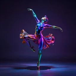 dancing sculpture, neon colored by jeff koons and junji ito