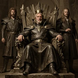 anthony hopkins, majestic king on a throne, dungeons and dragons, fame of thrones masterpiece by edgar maxence and ross tran and michael whelan, gustav dore, 8 k, octane render