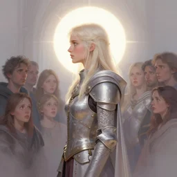 ( side profile ) concept art by thomas blackshear, imogen poots as neo - gothic holy empire templar, brilliant light halo, matte painting, extremely emotional, pastel colours, realistic shaded lighting poster by hsiao ron chen, artgerm, lawren harris, eve ventrue, magali villeneuve, jeremy lipkin, rob rey, christophe vacher