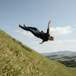 a man falling down an hill