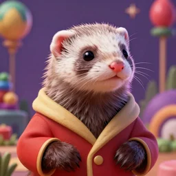 ferret as lord of hampstershire hyper real, 8k, colorful, 3D cinematic volumetric light, atmospheric light