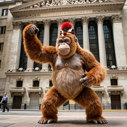 queen kong fights wall street. 4 k photograph