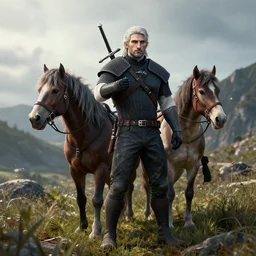 the wild hunt from the witcher, realistic, 8 k resolution, smooth render, octan, cinema 4 d