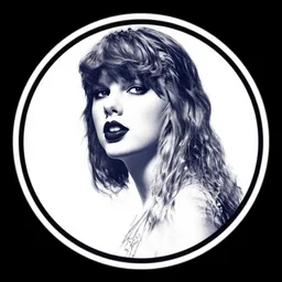 circular logo of taylor swift's face, vector art
