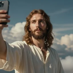 poor camrea quality, Jesus taking a selfie in heaven