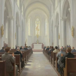 a cult inside a church praying, oil painting, pale colors, high detail, 8 k, wide angle, trending on artstation,