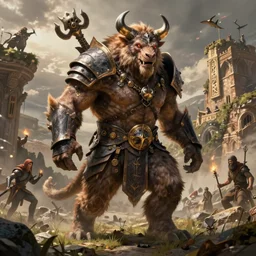 minotaur warrior concept, beksinski, wayne barlowe, adrian smith fantasy art, the hobbit art, lord of the ring art, the witcher concept art, trending on artstation, game of throne art