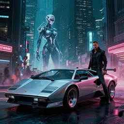 cyberpunk city, cyberpunk car lamborgini counatch, blade runner style, visual by operator roger deakins, neill blomkamp, elysium, altered carbon style, extreamly detailed, ghost in the shell, by mamoru oshii