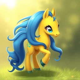 yellow and blue pony oc, trending on deviantart