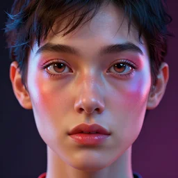 man, through the eyes of artificial intelligence by aenami, alena, realistic, trending on artstation, vibrant colors, redshift render,